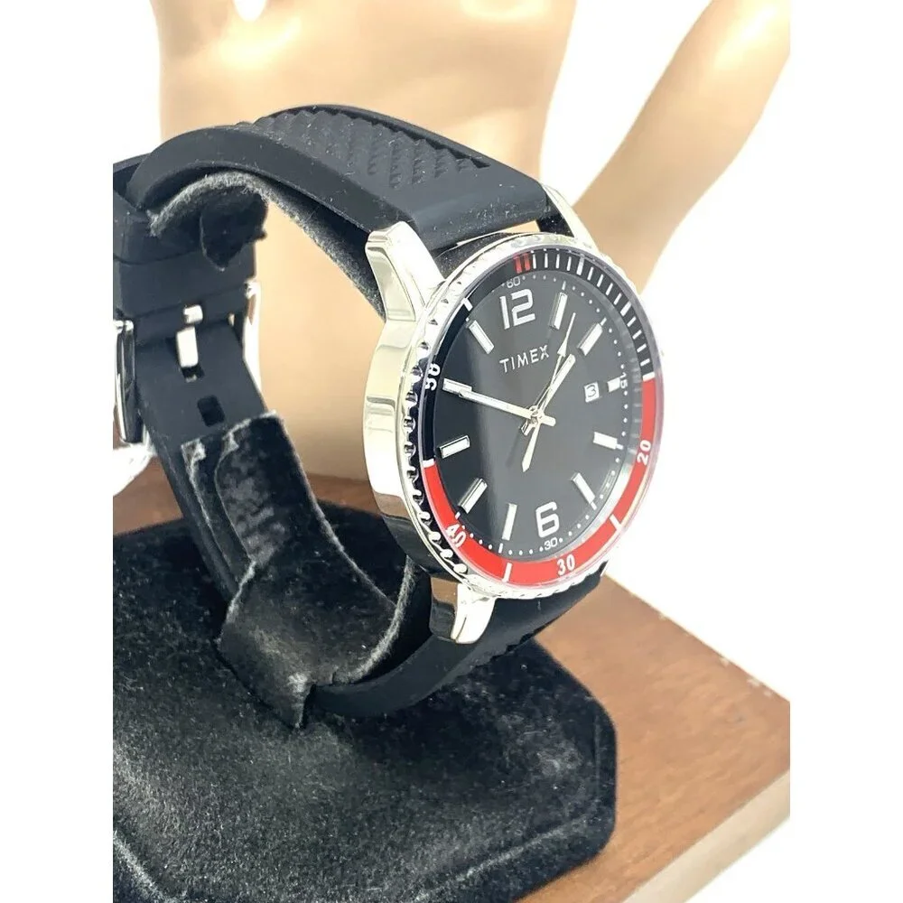 Timex Men's Watch TW2W60600 Quartz Black Dial Date Coke Bezel Rubber Strap 41mm